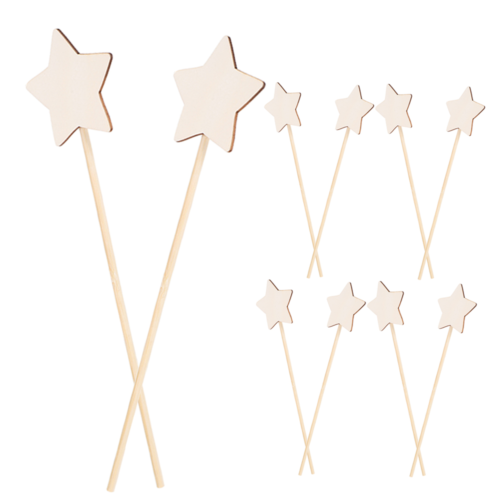 Art Craft Stick - 10pcs DIY Wooden Star Wands Princess