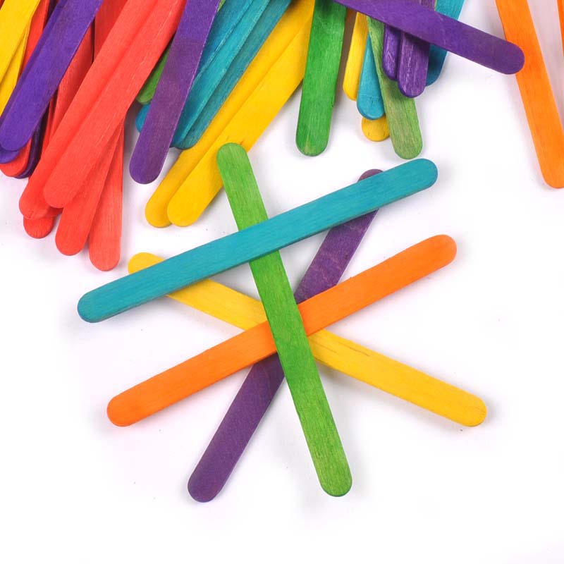 Art Craft Stick - 50Pcs/Lot Natural Wood & Colorful Wooden