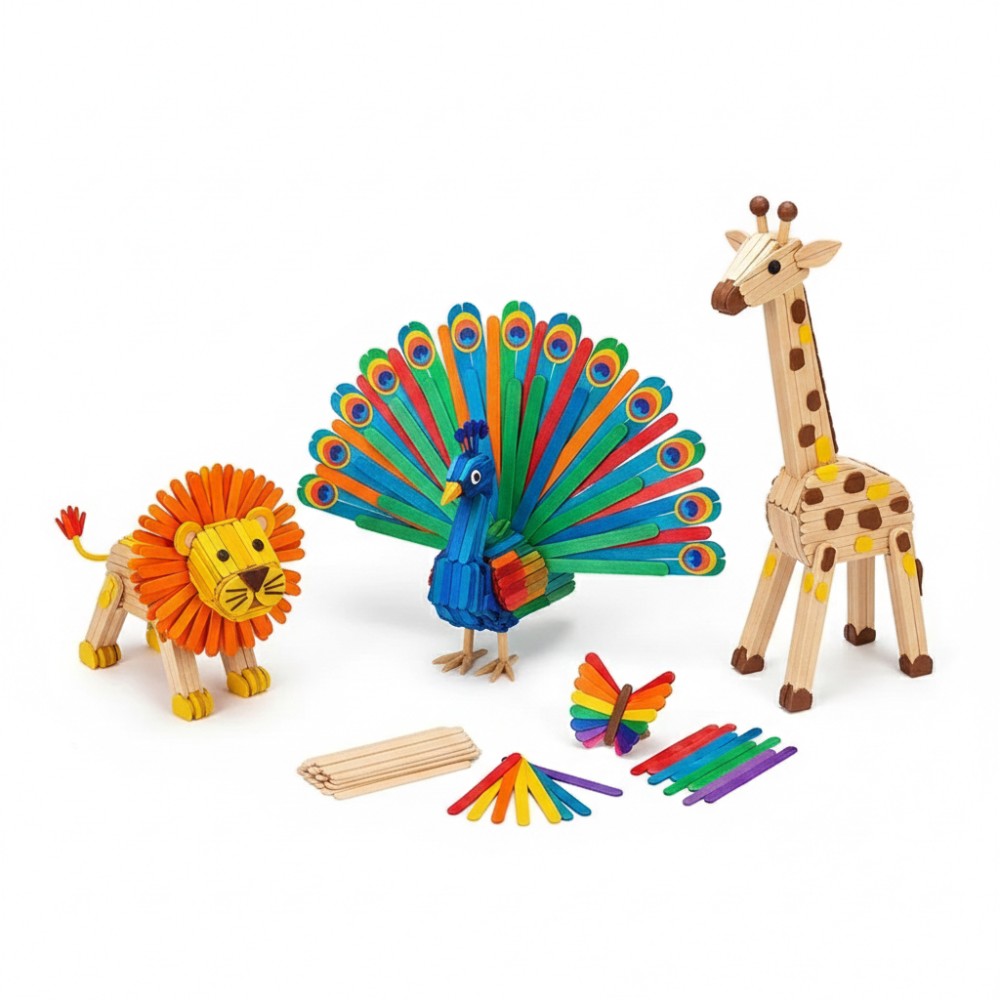 50Pcs Colored Wooden Popsicle  - огляд і ціна Art Craft Stick