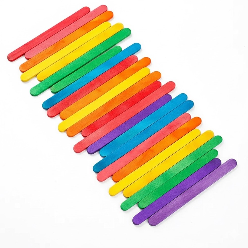 50Pcs Colored Wooden Popsicle  - огляд і ціна Art Craft Stick