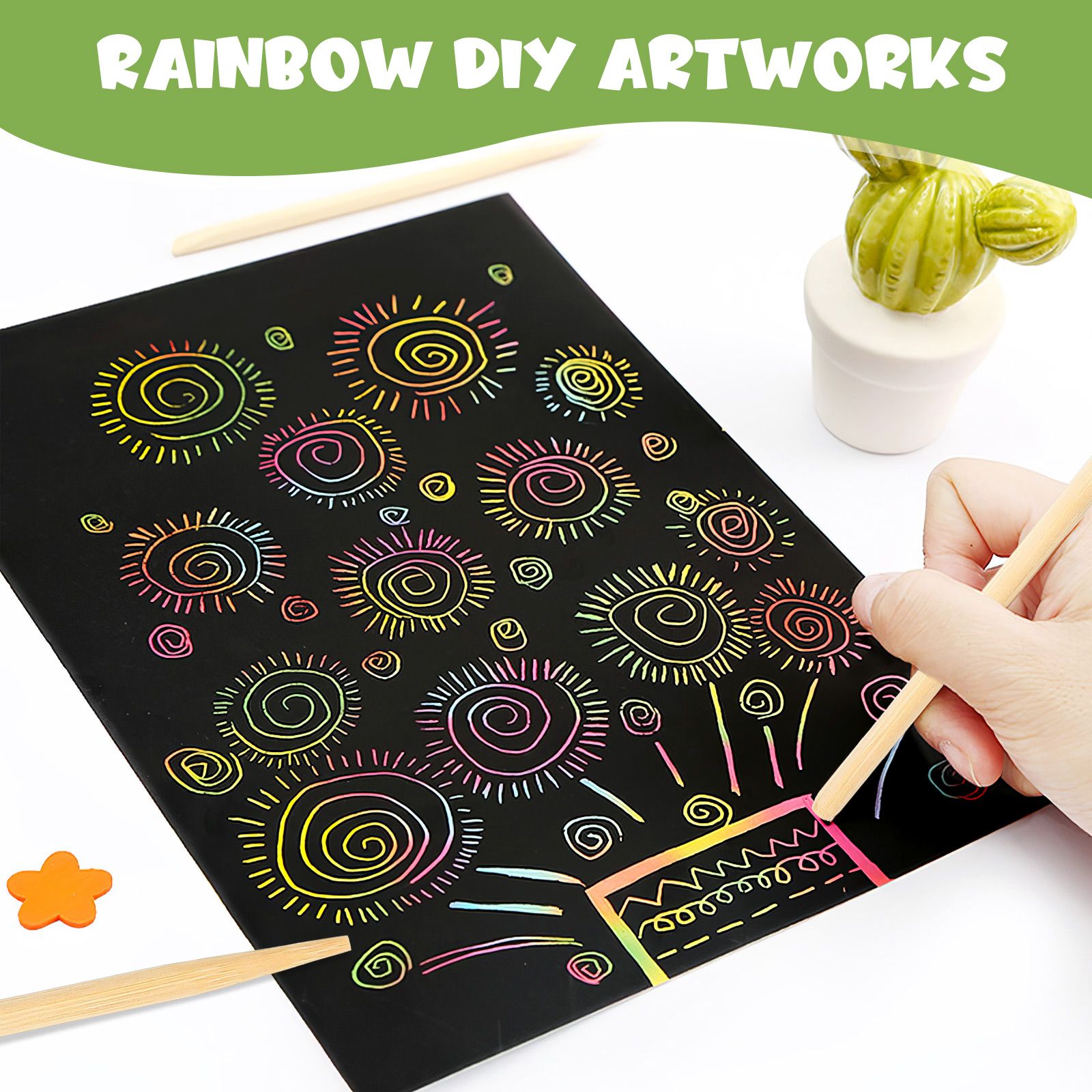 30pcs Scratch Bamboo Pens Wax  - огляд і ціна Art Craft Stick