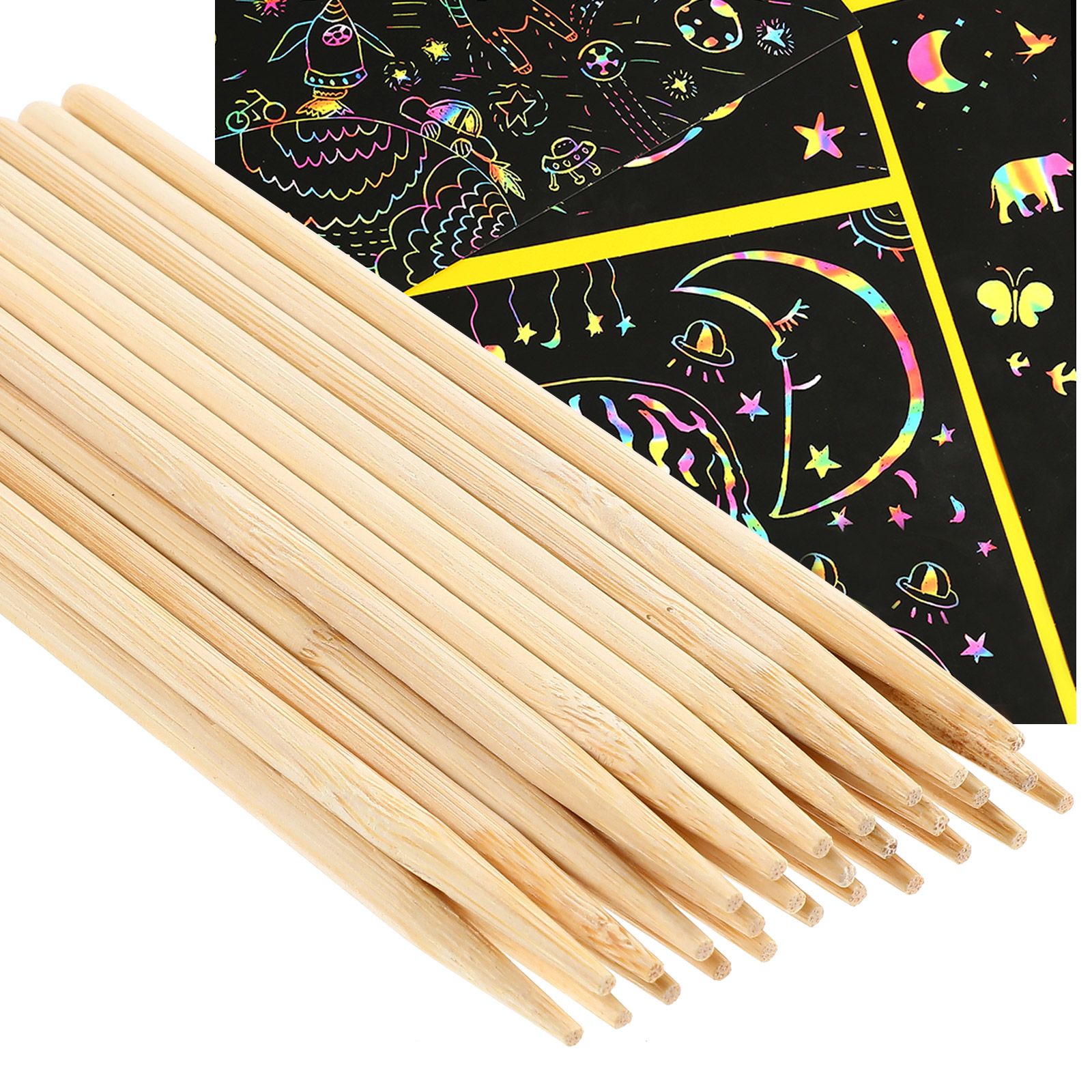 30pcs Scratch Bamboo Pens Wax  - огляд і ціна Art Craft Stick