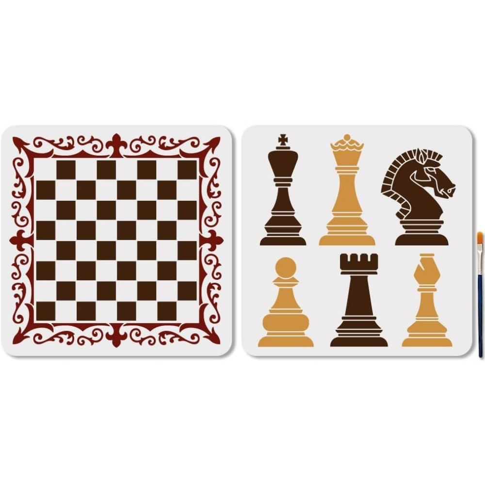 2Pcs Chess Pieces Stencil Lace - огляд і ціна Queen Art Craft