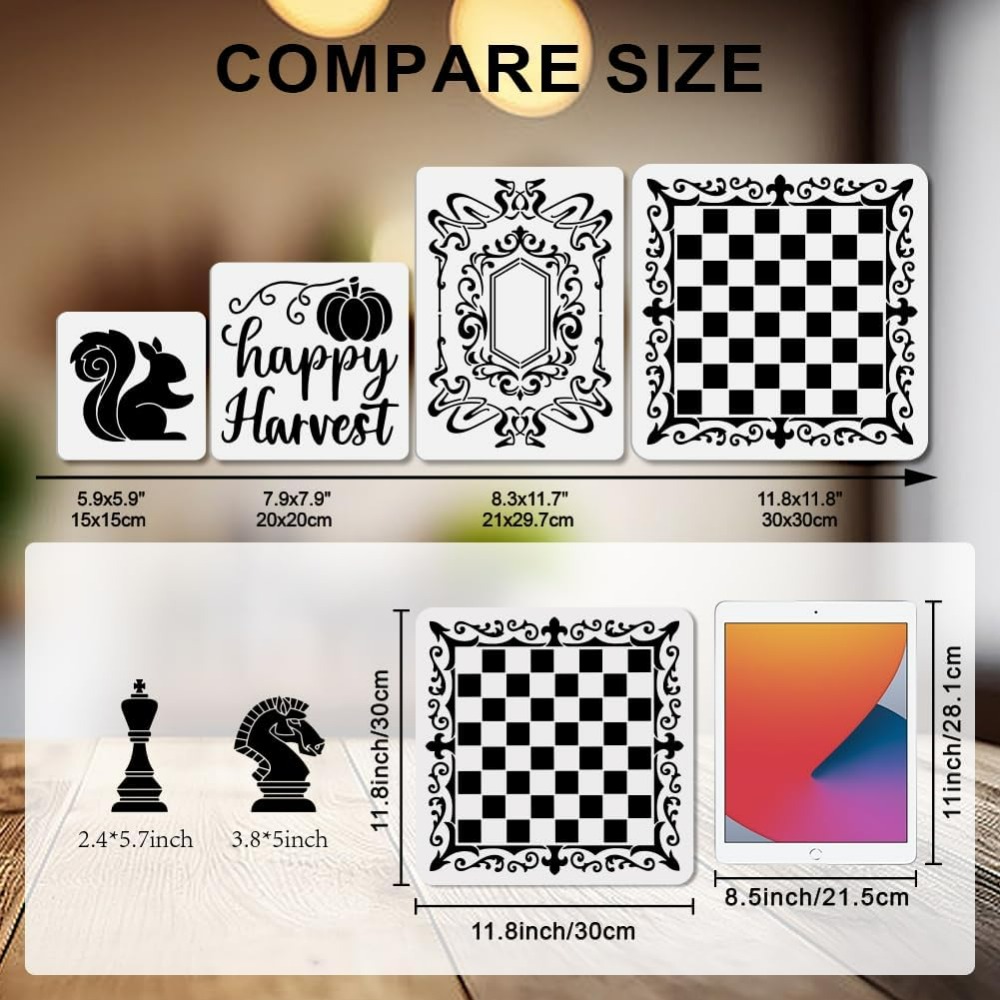 2Pcs Chess Pieces Stencil Lace - огляд і ціна Queen Art Craft
