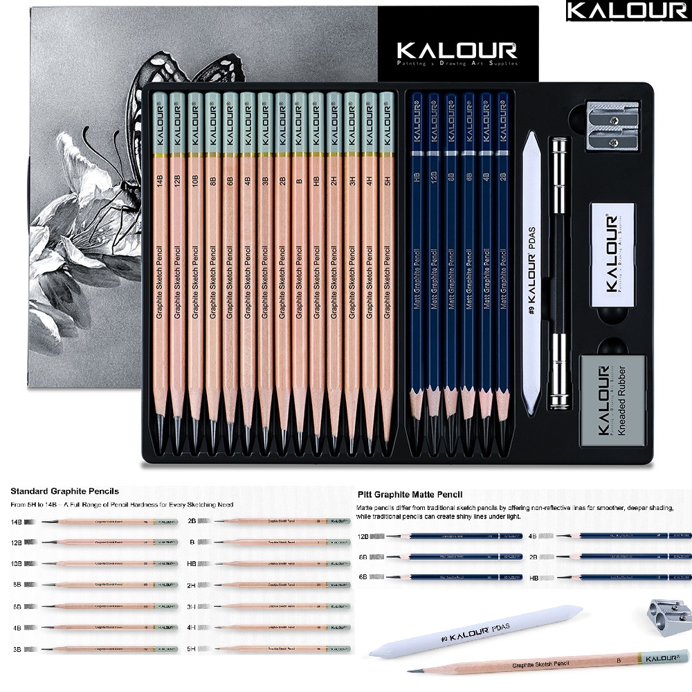 KALOUR 25/22pcs Sketching Penc - огляд і ціна Sketching Charcoal Set