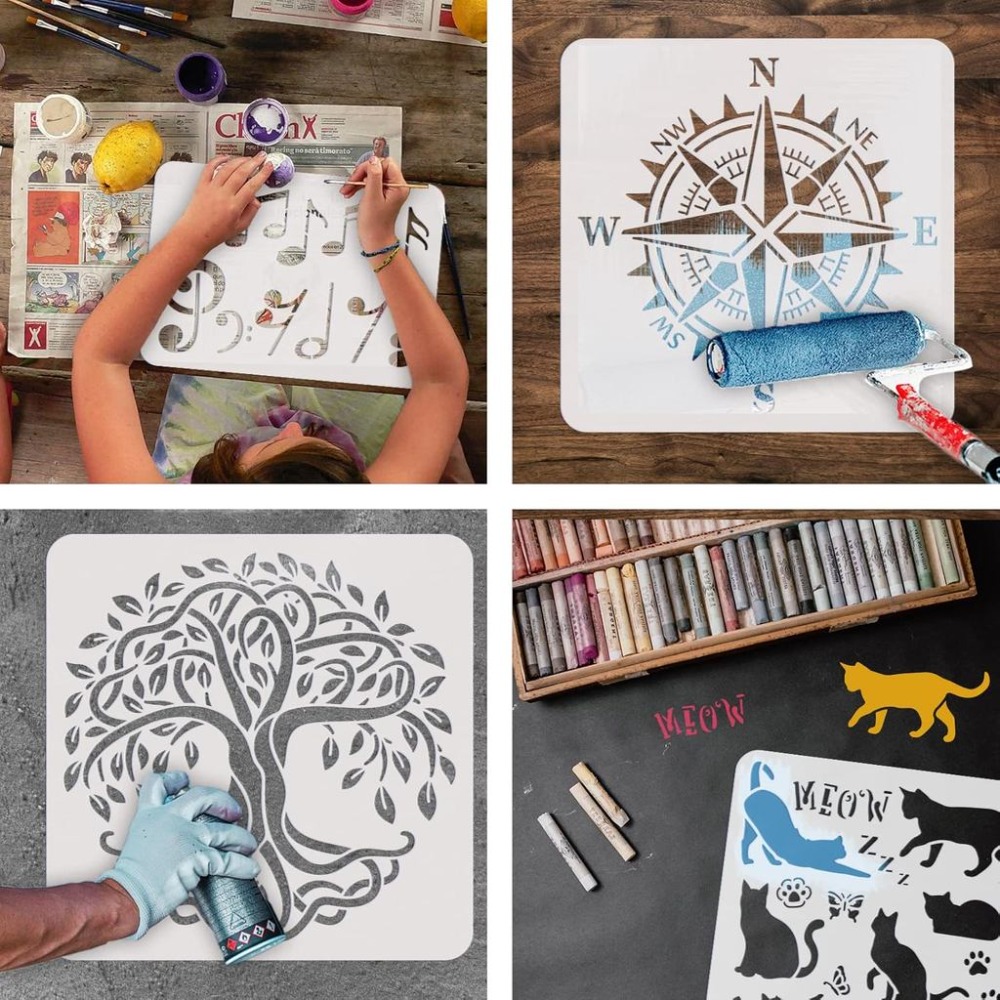 2 Pcs Lion Stencils 11.8x11.8i - огляд і ціна Queen Art Craft